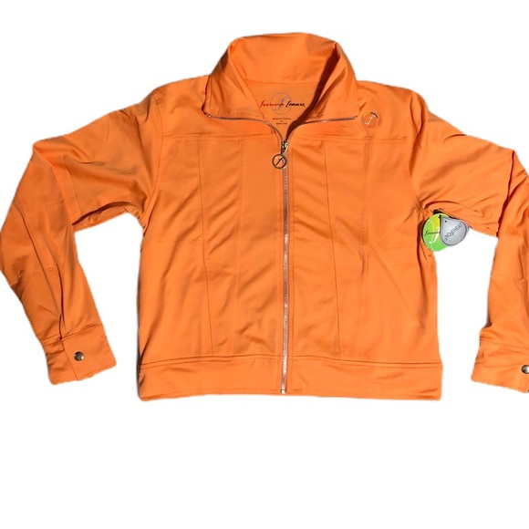 NWT Ferreira activewear workout exercise tennis jacket, full zip, snap sleeves - Picture 1 of 16